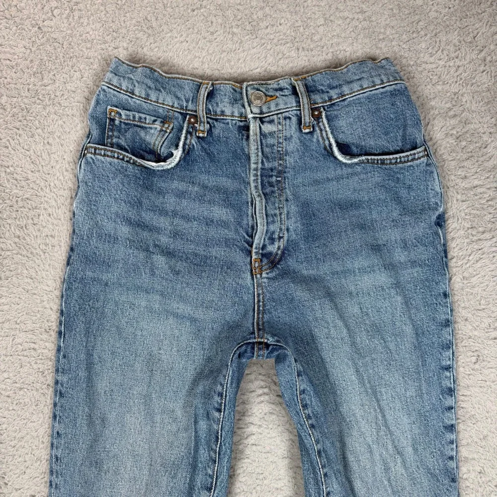 We The‎ Free Free People High Rise Skinny Jeans Blue Distressed Raw Hem Size 29